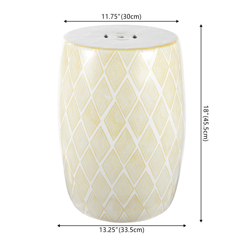 Moroccan Diamonds Ceramic Drum Garden Stool