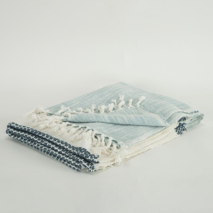 Blue/Natural 50" x 60" Throw Blanket