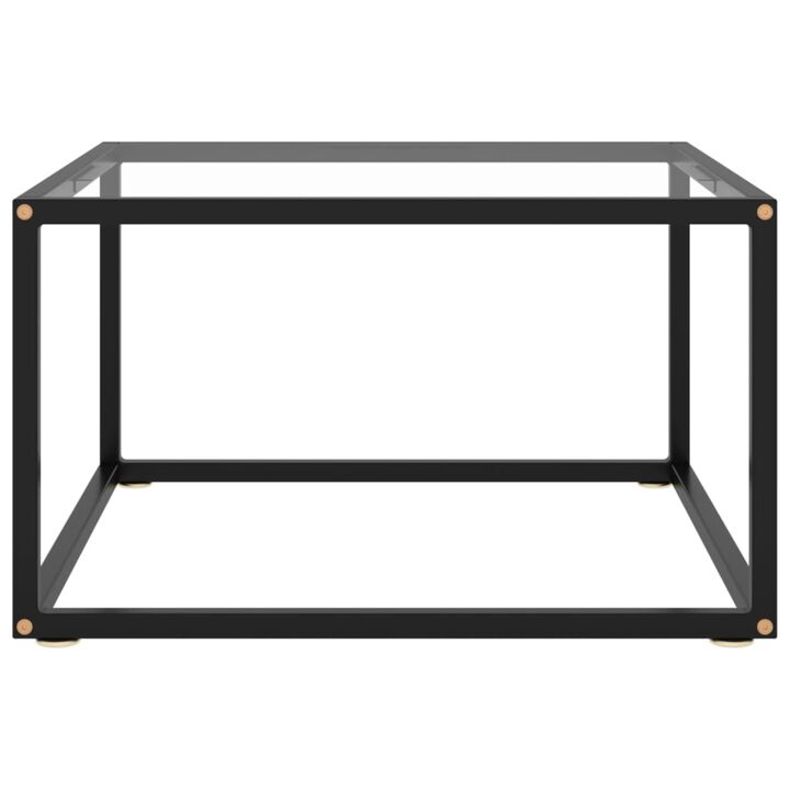 vidaXL Modern Coffee Table with Tempered Glass & Powder-Coated Steel, Compact Design for Efficient Space Usage, 23.6"x23.6"x13.8", Black