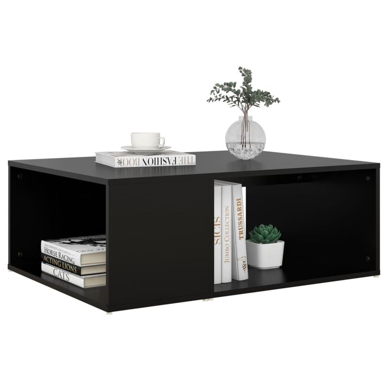 vidaXL Coffee Table Black 35.4"x26.4"x13" Chipboard