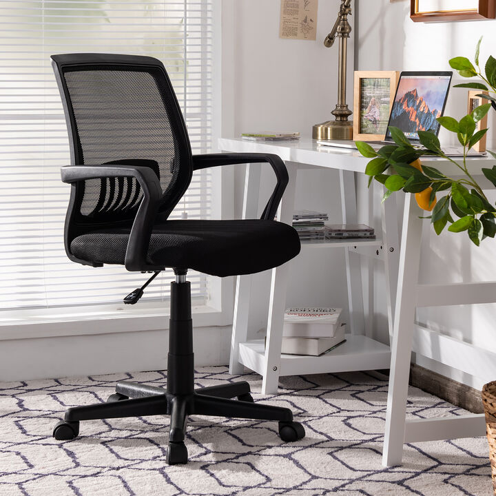 Costway Mid-Back Mesh Office Chair Height Adjustable Executive Chair w/ Lumbar Support