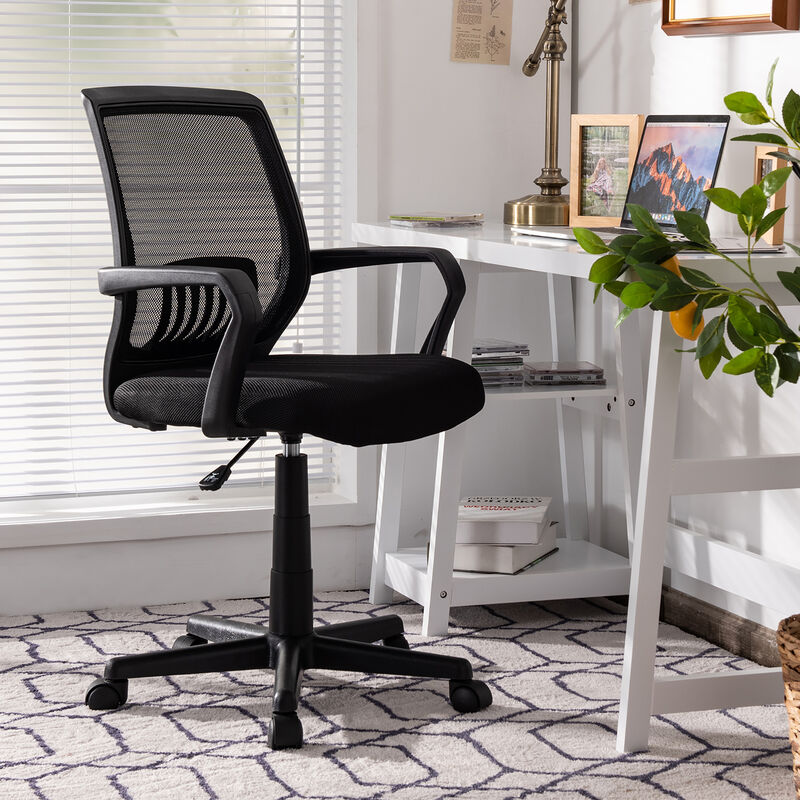 Costway Mid-Back Mesh Office Chair Height Adjustable Executive Chair w/ Lumbar Support