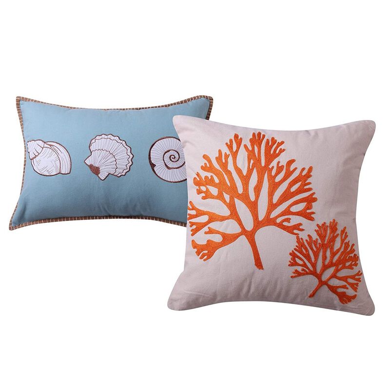 Maritsa Four Piece Twin Size Fabric Quilt Set with Coastal Prints, Blue - Benzara