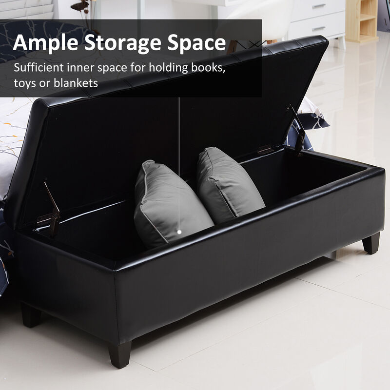 51" Tufted Top Storage Ottoman Bench PU Leather Organizer Chair Footstool Large