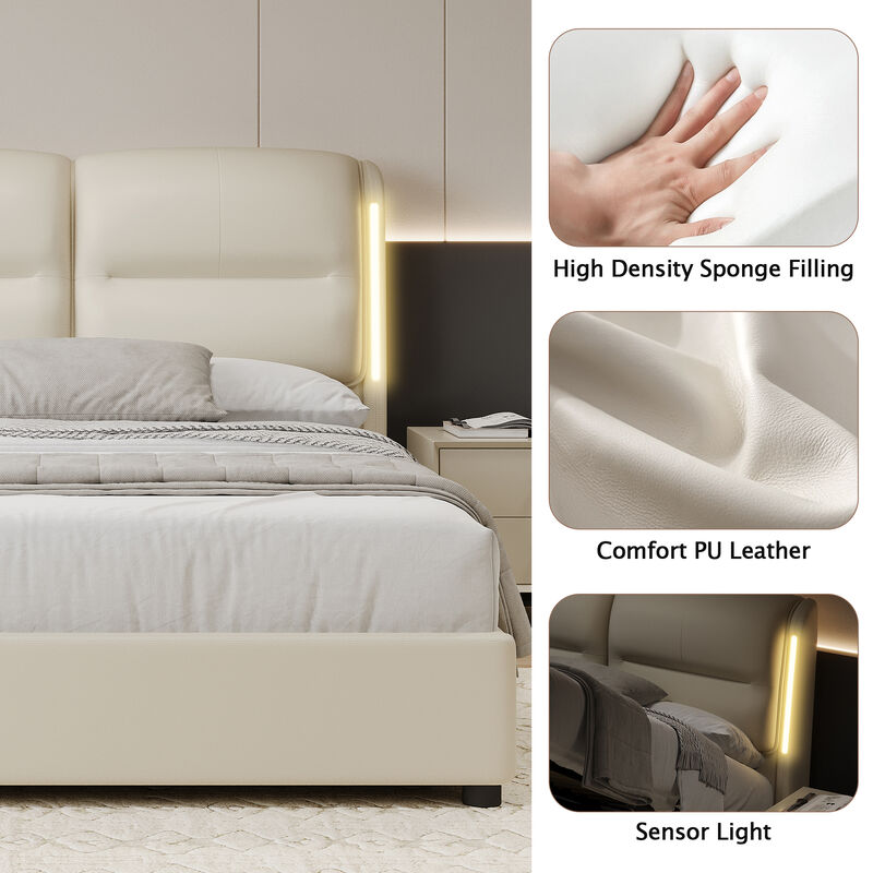 Merax Hydraulic Platform Bed with Lift Up Storage