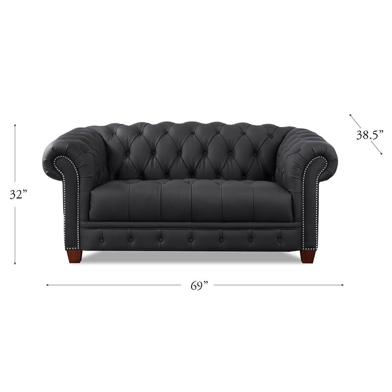 York Top Grain Leather Loveseat
