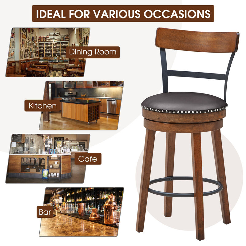 25.5-in Set of 2 Swivel Counter Height Bar Stools
