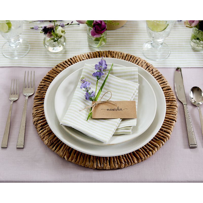 Solino Home 100% Pure Linen Cloth Napkins 20 x 20 Inch Set of 4 Dinner Napkins | Narrow Stripe