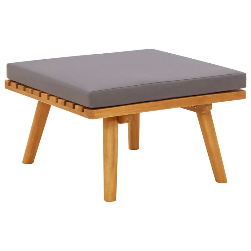Roma 8pc Outdoor Modular Sofa Set, Table, White Cushions, Acacia Wood - Benzara