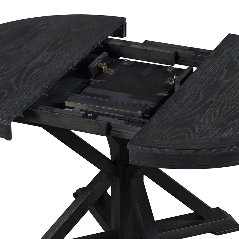 Retro Extendable Dining Table with 12" Leaf for Kitchen or Dining Room