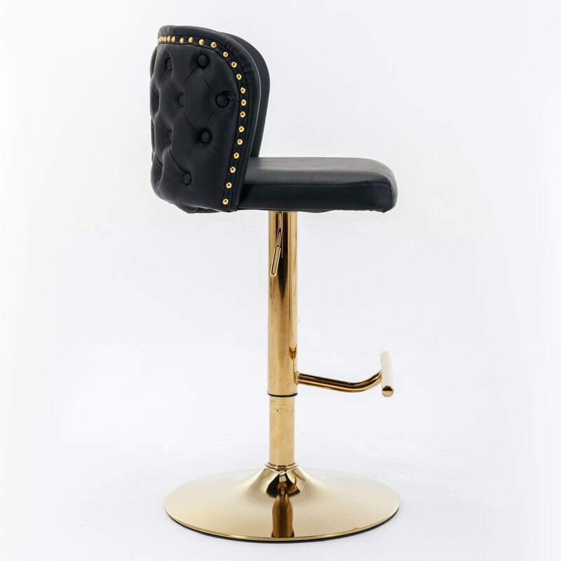 Adjustable Swivel Bar Stools, Set of 2, Black