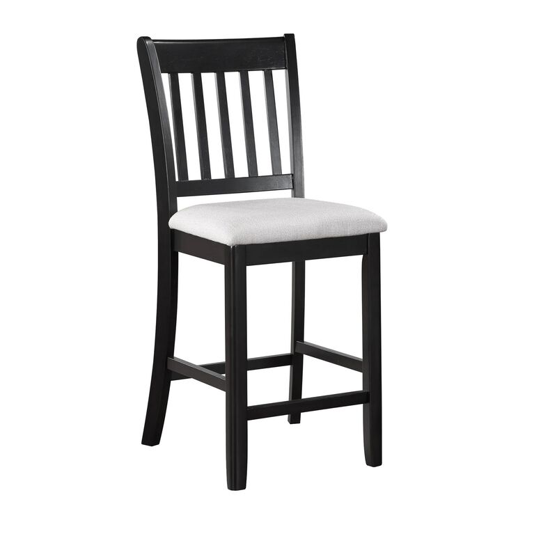 Nick 5 Piece Counter Height Dining Table and Chairs Set, Black, White - Benzara