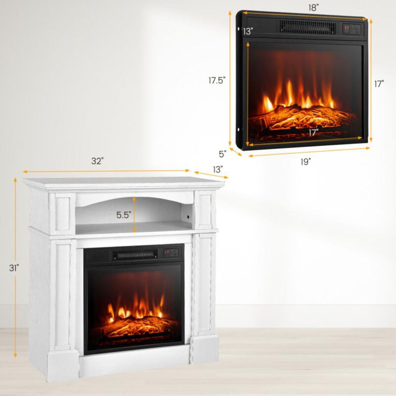 Hivvago 18 Inch 1400W Electric TV Stand Fireplace with Shelf