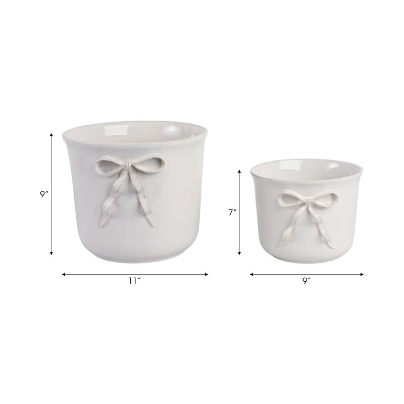 Pretty Bow Planters, White