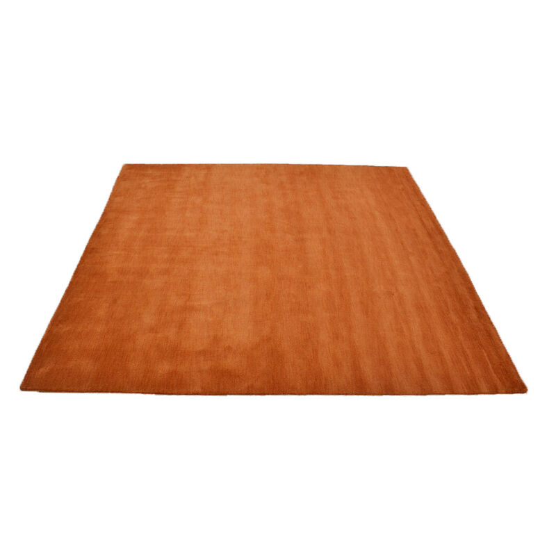 Rugsotic Carpets Hand Knotted Loom Wool 6'x6' Square Area Rug Solid Orange L00111