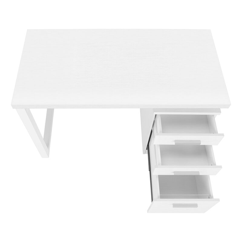 Monarch Specialties I 7690 Computer Desk, Home Office, Laptop, Left, Right Set-up, Storage Drawers, 48"L, Work, Laminate, White, Contemporary, Modern