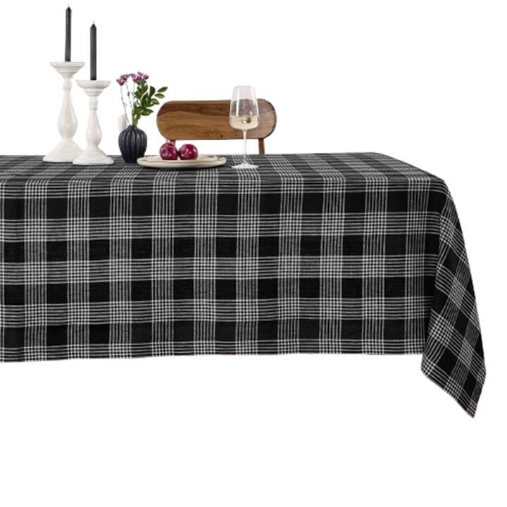 Solino Home 100% Pure Linen Tablecloth | Glen Check for Spring and Easter