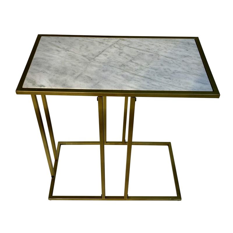Carolina Living Serena End Table - White Marble - Industrial