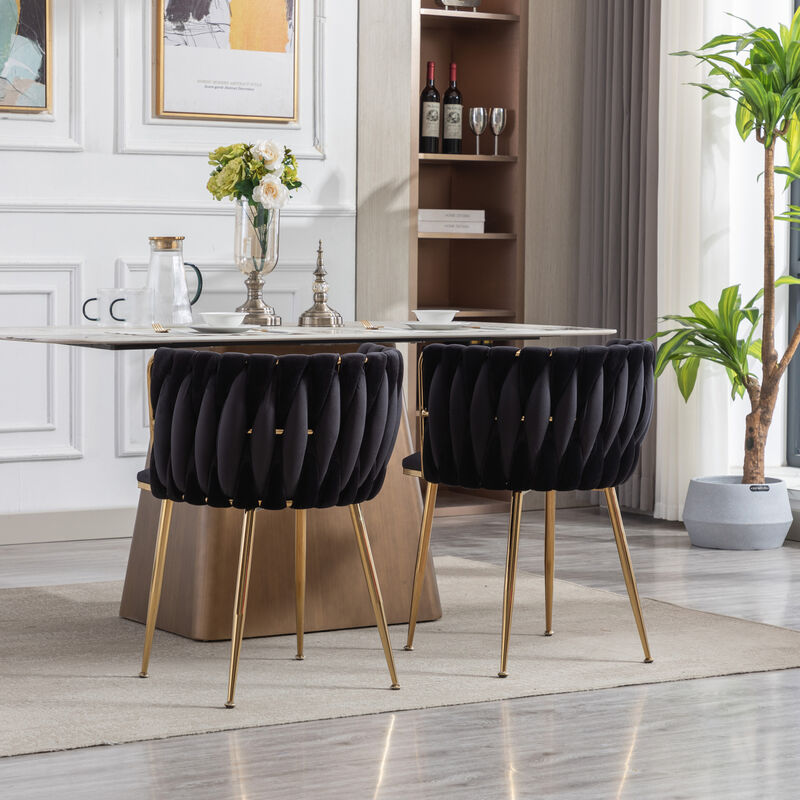Dining Chair, Thickened Fabric Chairs With Wood Legs, Set Of 2