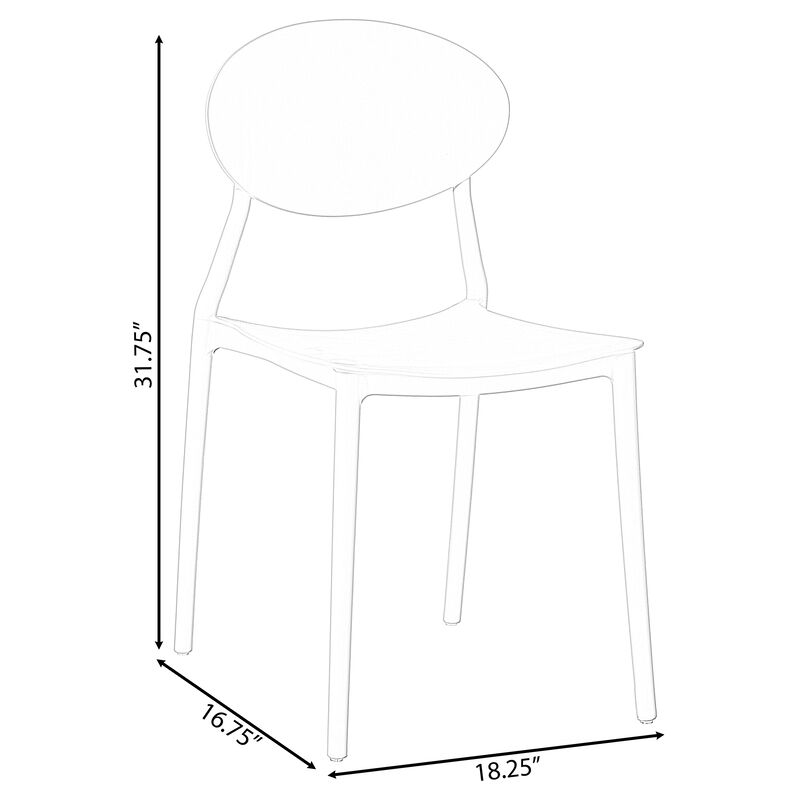 Modern Plastic Outdoor Dining Chair with Open Oval Back Design, Blue