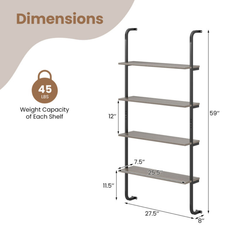 4-Tier Industrial Pipe Shelving with Metal Frame for Living Room Kitchen