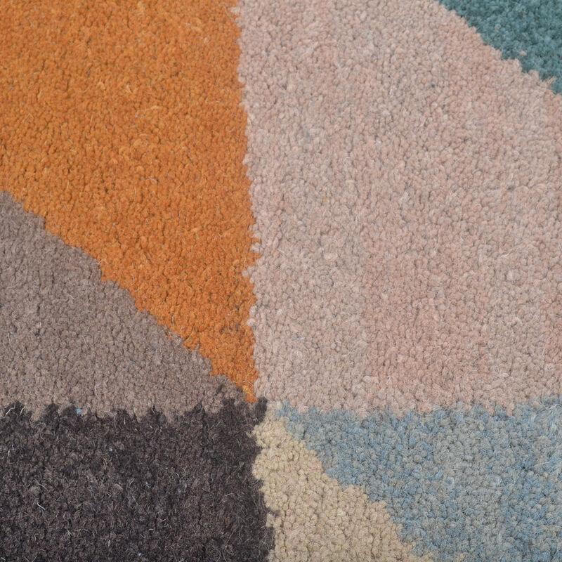 RUGSOTIC CARPETS HAND TUFTED WOOL ECO-FRIENDLY AREA RUGS  - 2'6''x6', Runner Shape, Multicolor, Geometric Modern Design, High Pile Thick Handmade Area Rugs for Living Room, Bed Room (K00547)