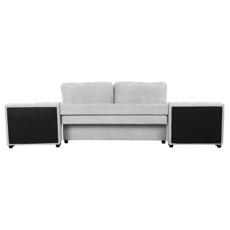 Merax Chenille Sofa Bed Modular Sofa Free-combined Sofa with 2 Storage Racks
