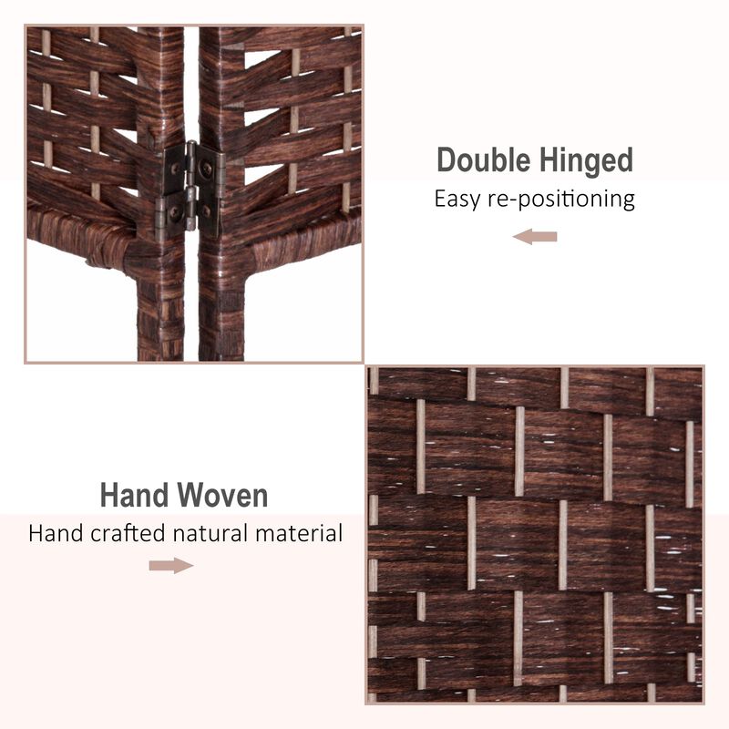 Brown Office Partition: 6-Panel Wicker Folding Privacy Screen