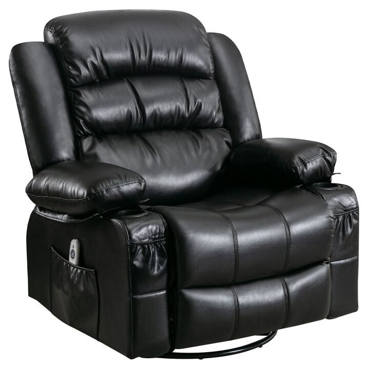 39.76 in. W Leather Recliner with Rocking, Remote Control, Tufted and Storage