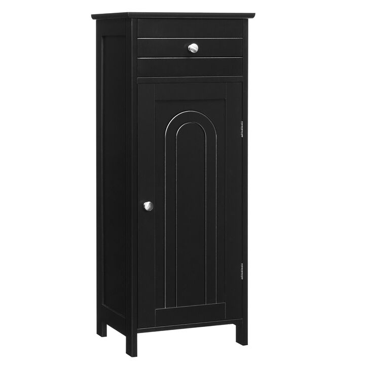Costway Bathroom Storage Floor Cabinet Organizer Free-Standing w/ Drawer Grey