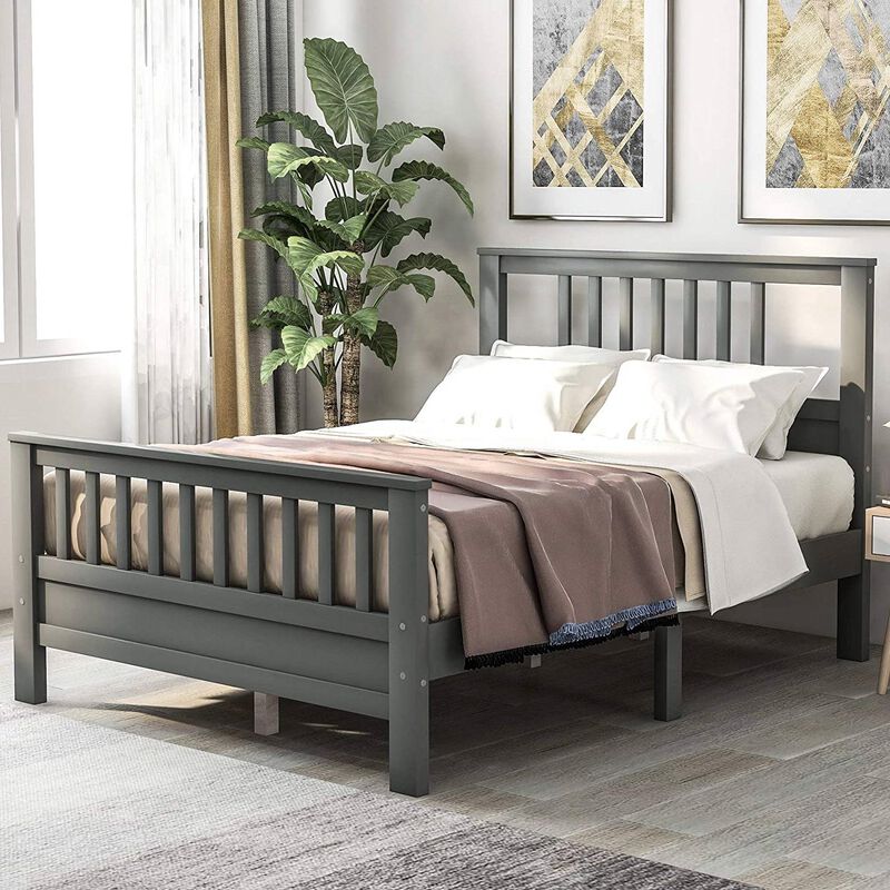 Pine Wood Slatted Platform Headboard Footboard Full Size Bed