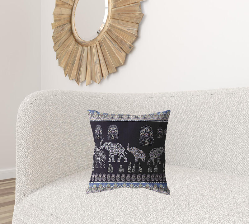 Hivvago 18"Purple Ornate Elephant Zippered Suede Throw Pillow