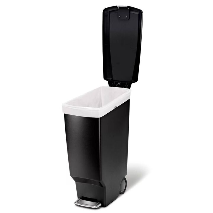 Space-Saving 10-Gallon Trash Can – Narrow Design with Easy Step-On Lid for Kitchen or Office