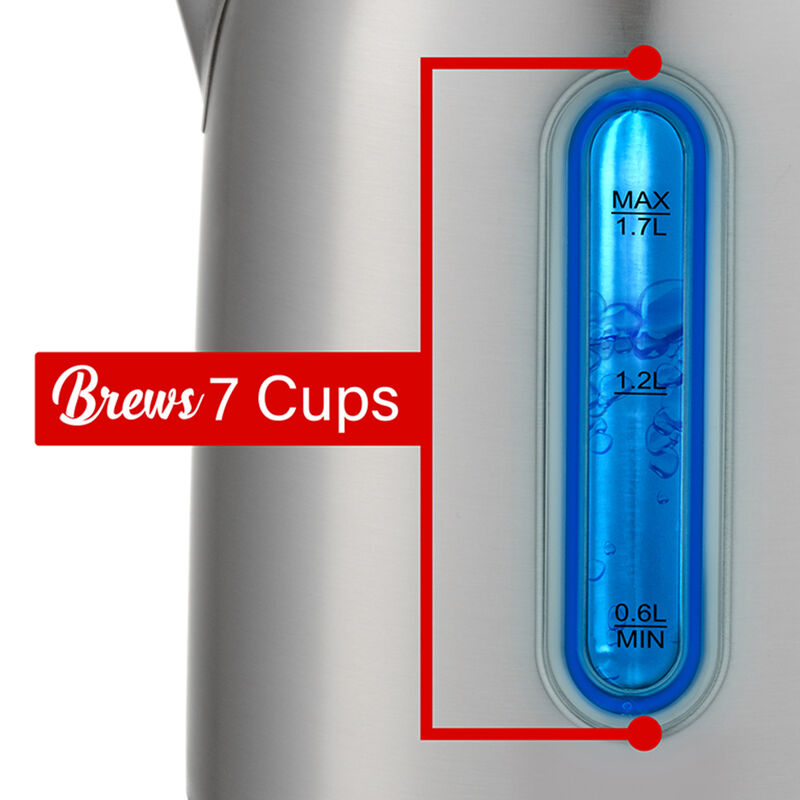 Brentwood 1500 Watt Stainless Steel 1.7 Liter Electric Kettle with 5 Temperature Presets in Silver