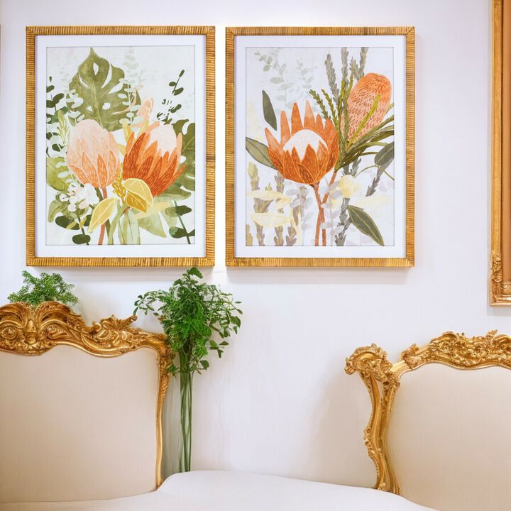 Framed Protea Floral Wall Art (Set of 2)