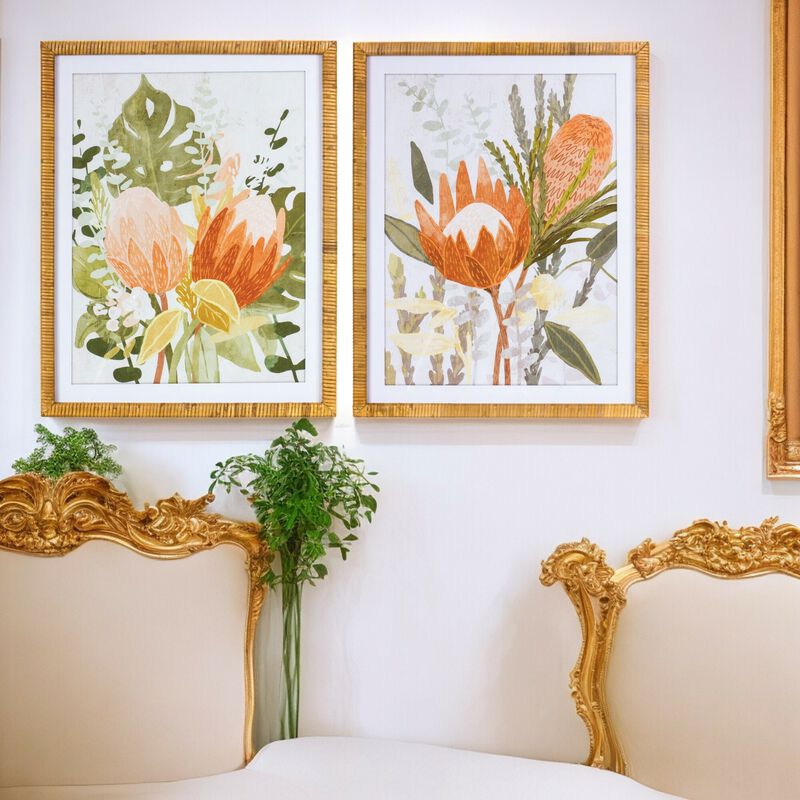 Framed Protea Floral Wall Art (Set of 2)