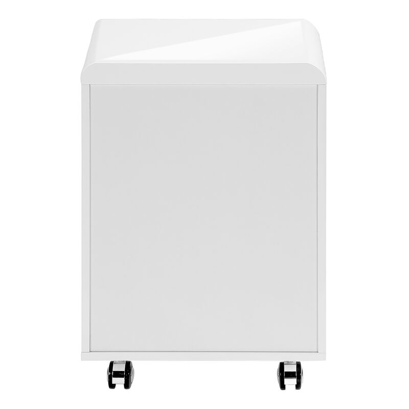 Monarch Specialties I 7583 File Cabinet, Rolling Mobile, Storage Drawers, Printer Stand, Office, Work, Laminate, Glossy White, Contemporary, Modern