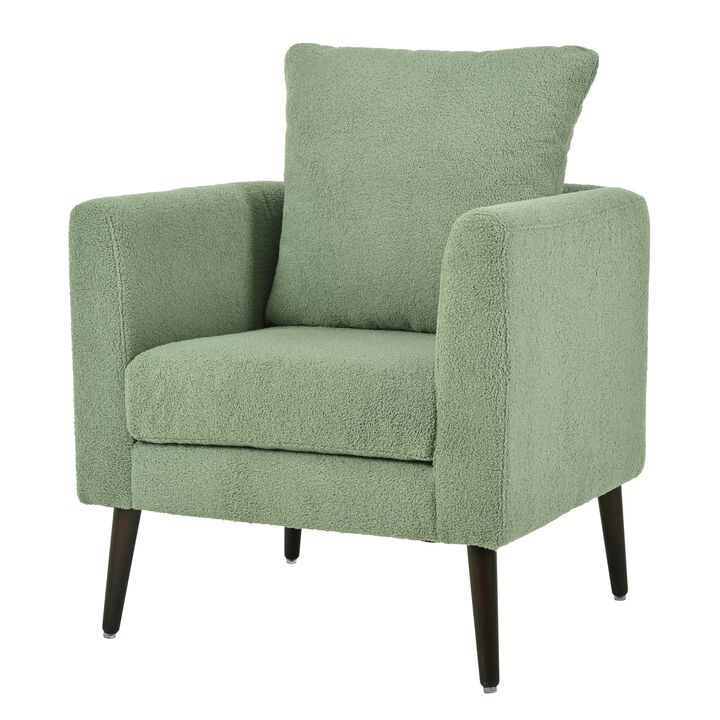 Mondawe Barrel Chair, Teddy Fabric Armchair Club Chair, Upholstered Accent Chair