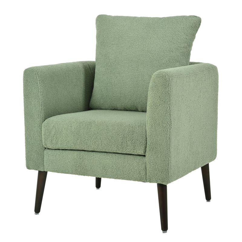 Mondawe Barrel Chair, Teddy Fabric Armchair Club Chair, Upholstered Accent Chair