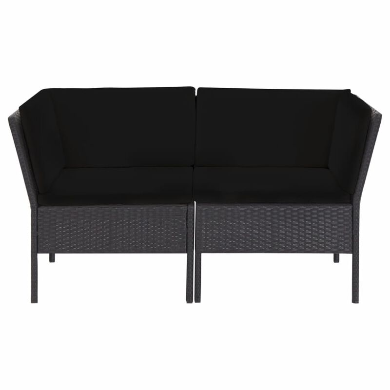 vidaXL 6 Piece Garden Lounge Set with Cushions Poly Rattan Black