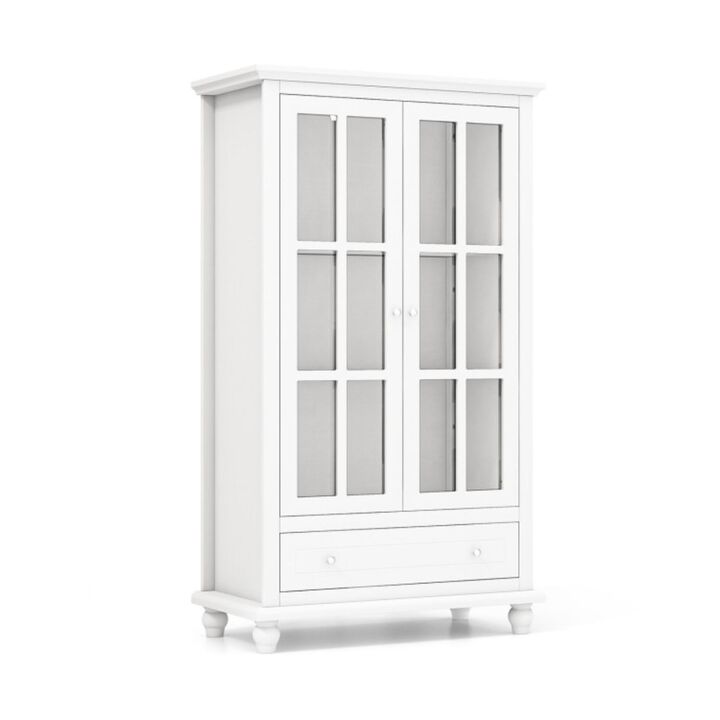 Hivvago 55 Inch Bookcase Cabinet with Tempered Glass Doors