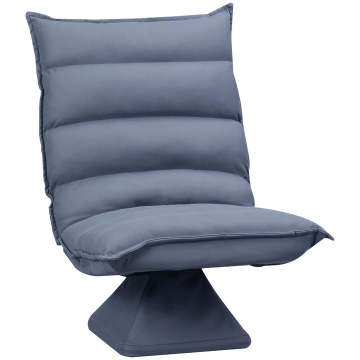 Grey Gaming Comfort: Adjustable Swivel Floor Chair with Back Support