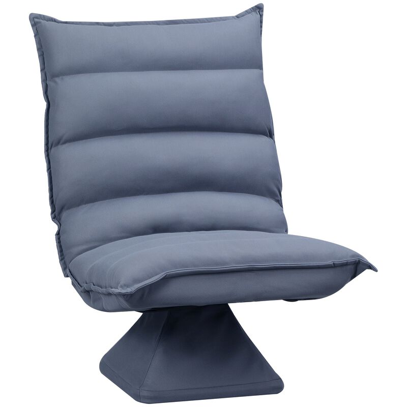 Grey Gaming Comfort: Adjustable Swivel Floor Chair with Back Support