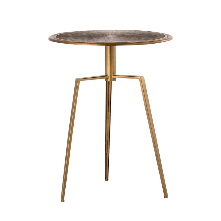Pasargad Home Delos Antique Brass Finish Round Side Table