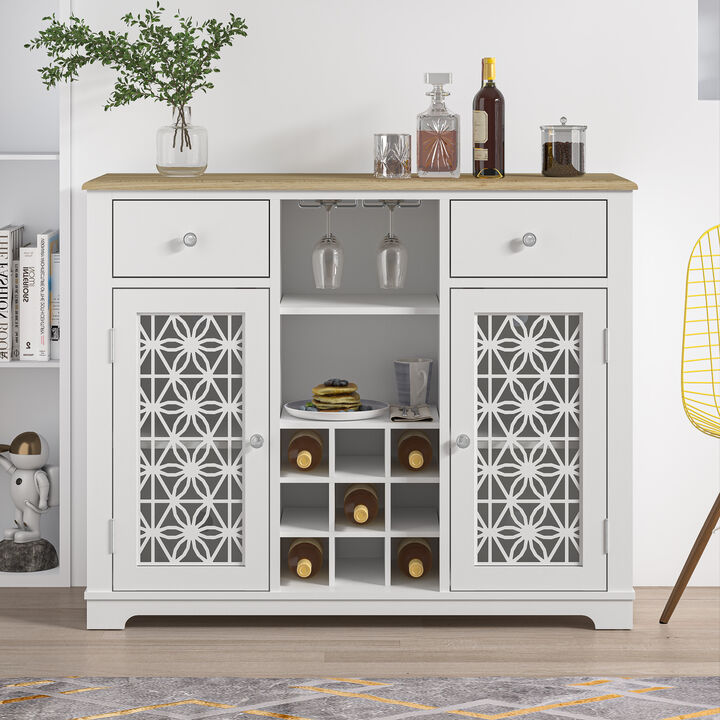 FESTIVO 47" Stylish Wine Cabinet with Metal Wine Glass Rack