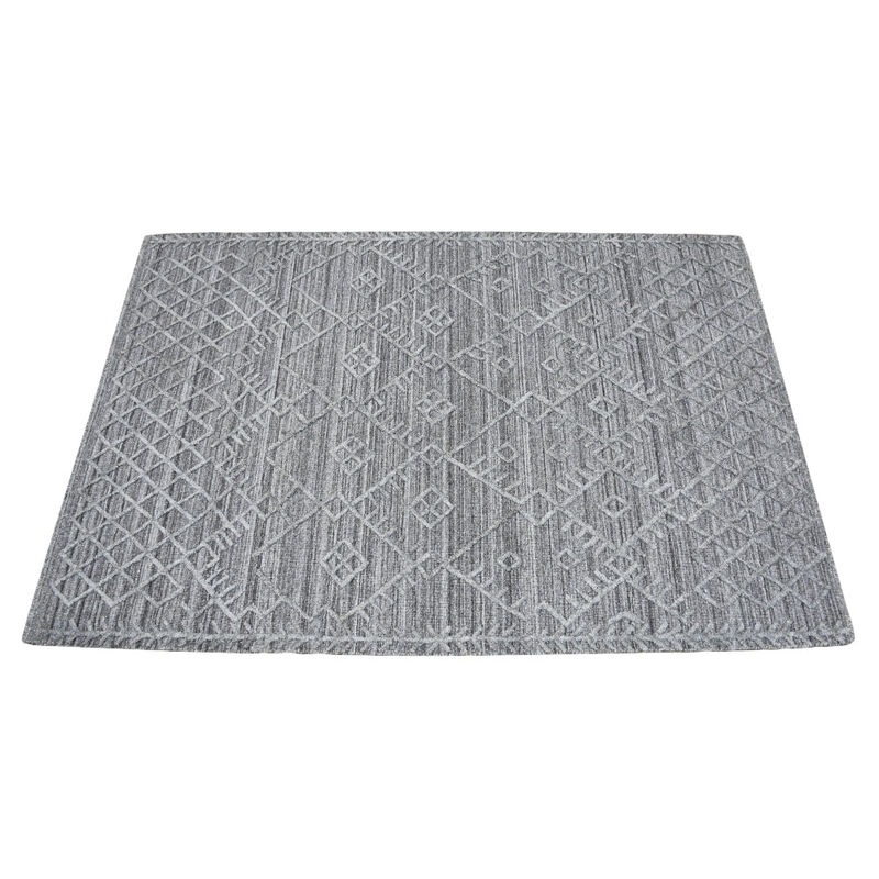 RUGSOTIC CARPETS HAND WOVEN FLAT WEAVE KILIM POLYESTER ECO-FRIENDLY AREA RUGS  - 3'x5', Rectangle Shape, Dark Gray Color, Geometric Modern Design, Low Pile  Handmade Area Rugs (DP0006)