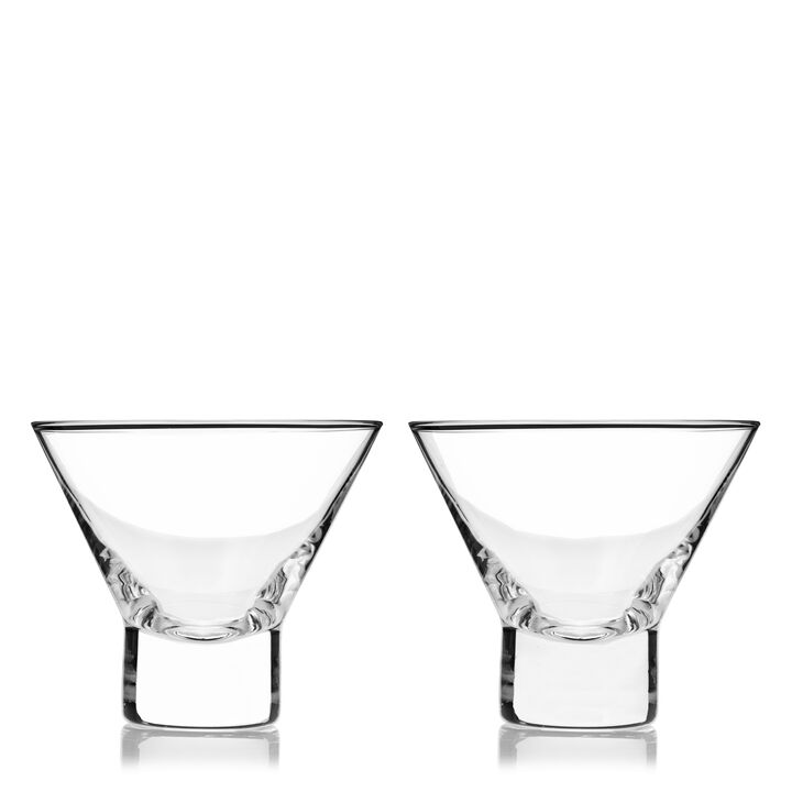 Raye Heavy Base Crystal Stemless Martini Glasses Set of 2