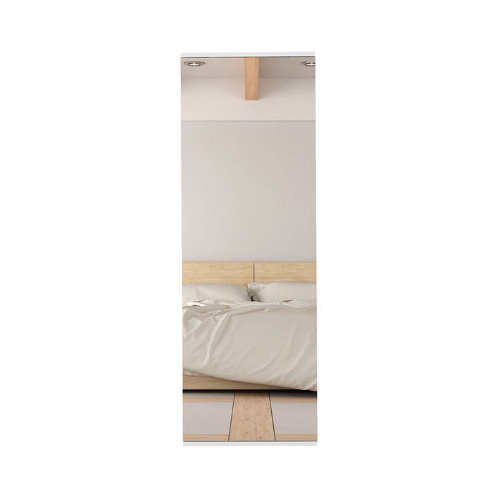 Wall Mounted Shoe Rack With Mirror Chimg, Bedroom, White