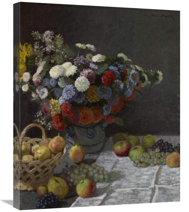 Still Life with Flowers and Fruit-Canvas Art-22x28