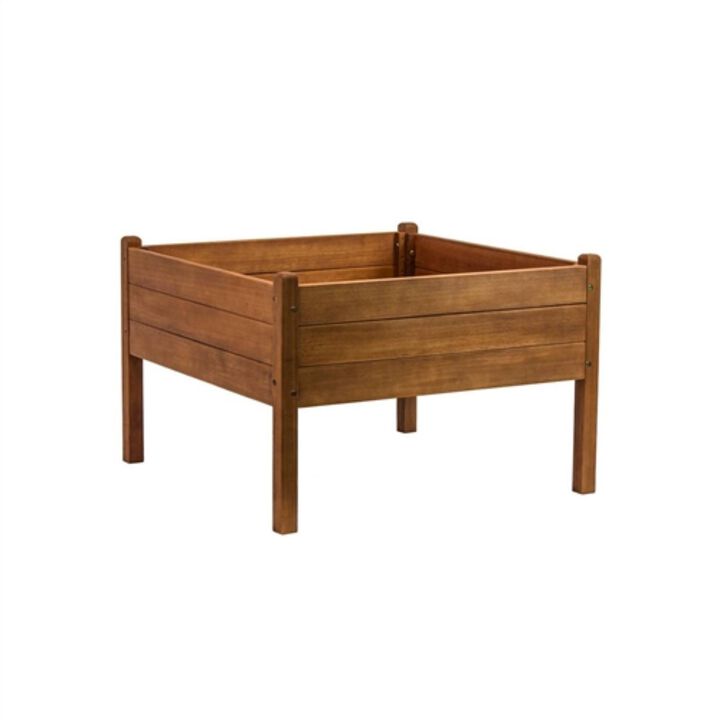 Hivvago FarmHome 3ft x 3ft Raised Planter Solid Eucalyptus Garden Bed